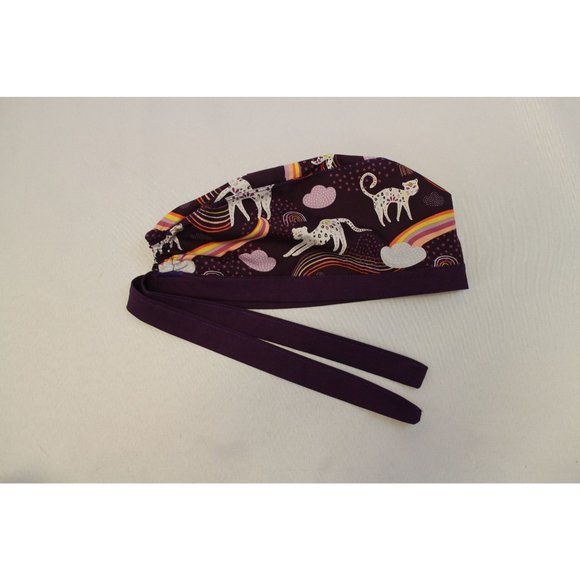 Purple Leopard Surgical Scrub Cap Dentist Vet Chemo Hat - Picture 4 of 5